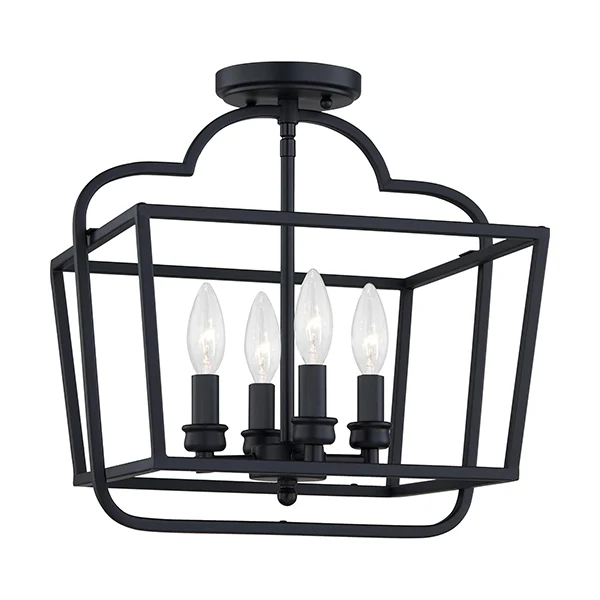 Blanche 4-Light Semi-Flush Mount Ceiling Light, Matte Black