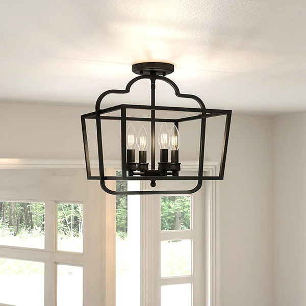 Blanche 4-Light Semi-Flush Mount Ceiling Light, Matte Black - Image 3