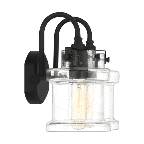 Danbury 2-Light Bathroom Vanity Light with Clear Glass Shade, Earth Black - Image 2