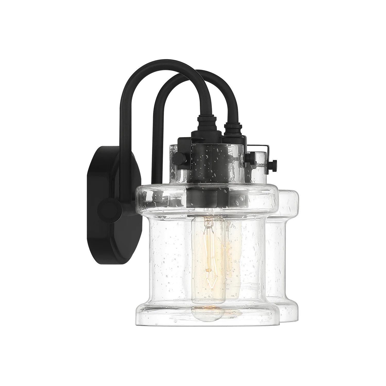 Danbury 2-Light Bathroom Vanity Light with Clear Glass Shade, Earth Black - Image 4