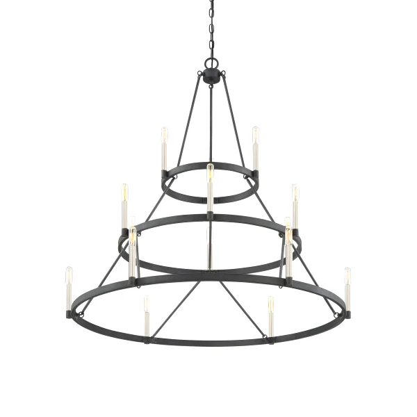 Doran 15-Light 60W Chandelier, Matte Black - Image 2