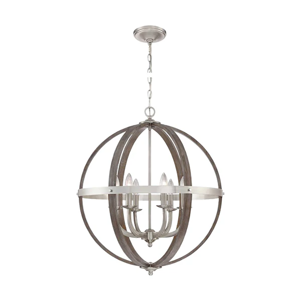 Fusion 6-Light Pendant, Brushed Nickel