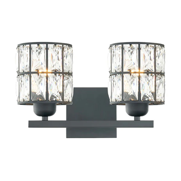 Gibson 2-Light Bathroom Vanity Light with Clear Glass Shade, Matte Black