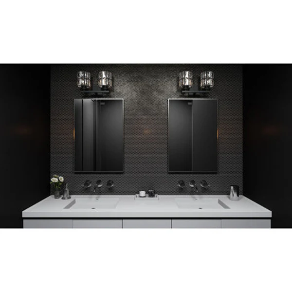Gibson 2-Light Bathroom Vanity Light with Clear Glass Shade, Matte Black - Image 3