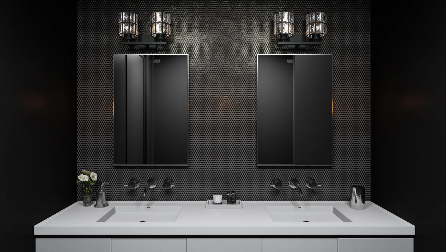 Gibson 2-Light Bathroom Vanity Light with Clear Glass Shade, Matte Black - Image 6