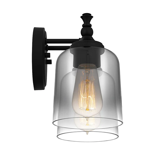 Jenson 2-Light Bathroom Vanity Light with Glass Shade, Matte Black - Image 2