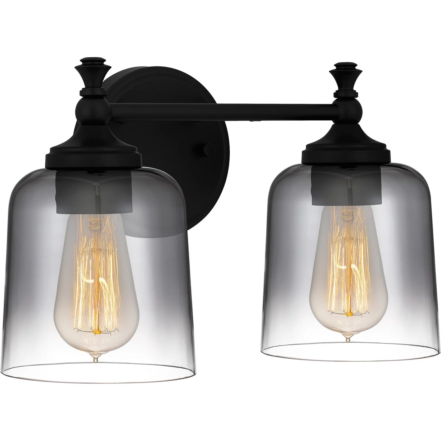 Jenson 2-Light Bathroom Vanity Light with Glass Shade, Matte Black - Image 3