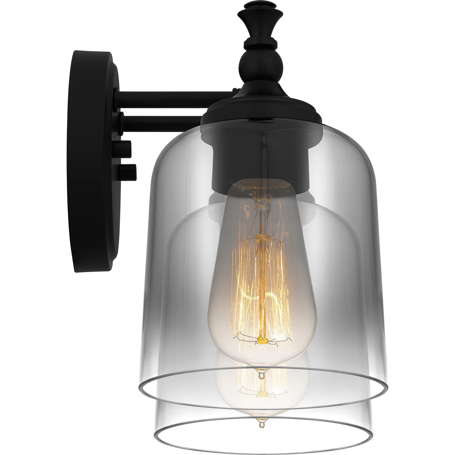 Jenson 2-Light Bathroom Vanity Light with Glass Shade, Matte Black - Image 4