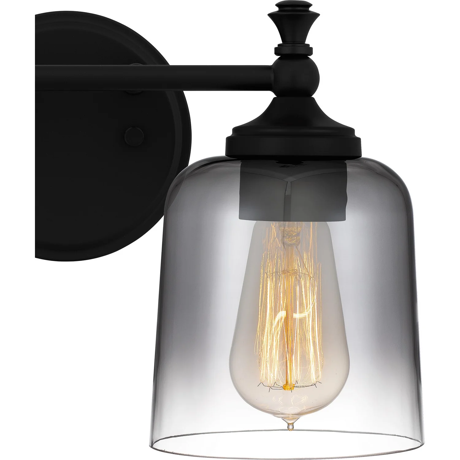 Jenson 2-Light Bathroom Vanity Light with Glass Shade, Matte Black - Image 5