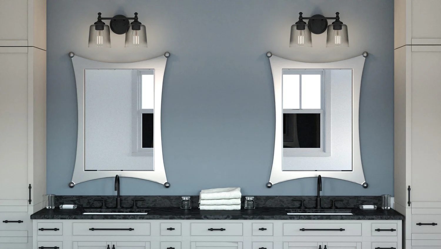 Jenson 2-Light Bathroom Vanity Light with Glass Shade, Matte Black - Image 6
