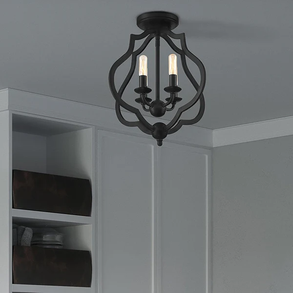OKeefe 4-Light Ceiling Semi-Flush Mount Light, Matte Black - Image 3