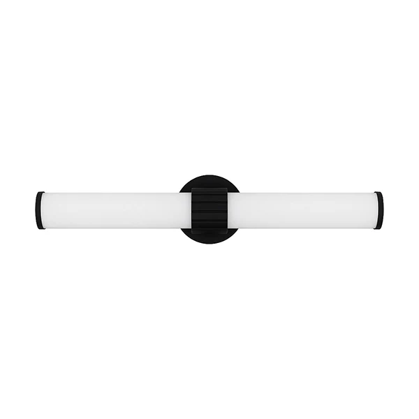 Kaye LED Bathroom Vanity Light Light with Clear Fluted Glass Shade, Matte Black