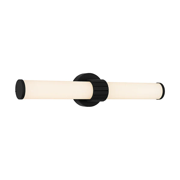Kaye LED Bathroom Vanity Light Light with Clear Fluted Glass Shade, Matte Black - Image 2