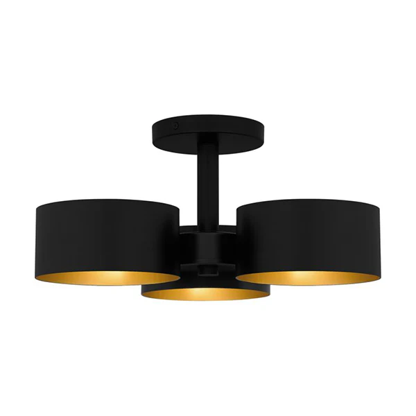 Nala 3-Light Semi-Flush Mount Ceiling Light, Matte Black