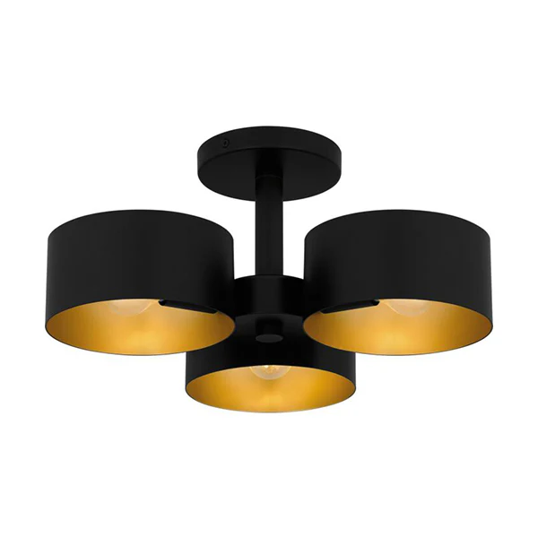 Nala 3-Light Semi-Flush Mount Ceiling Light, Matte Black - Image 2