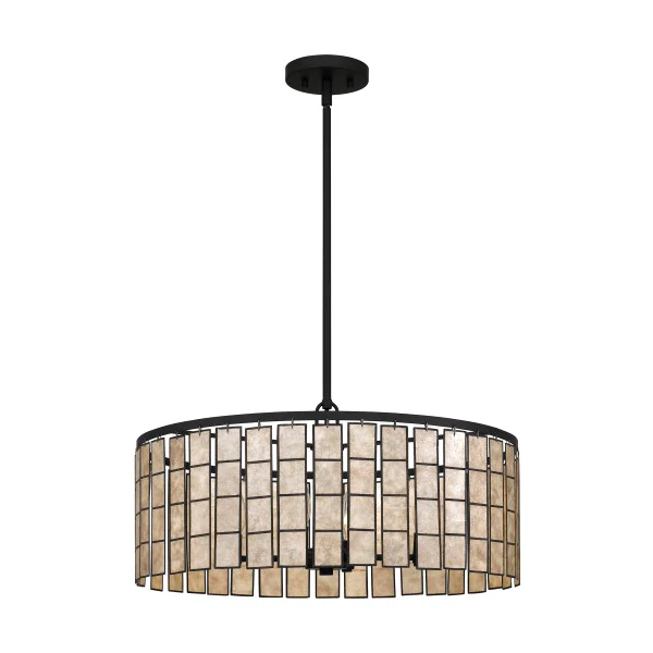 Seigler 4-Light Modern Drum Hanging Pendant Light, Matte Black