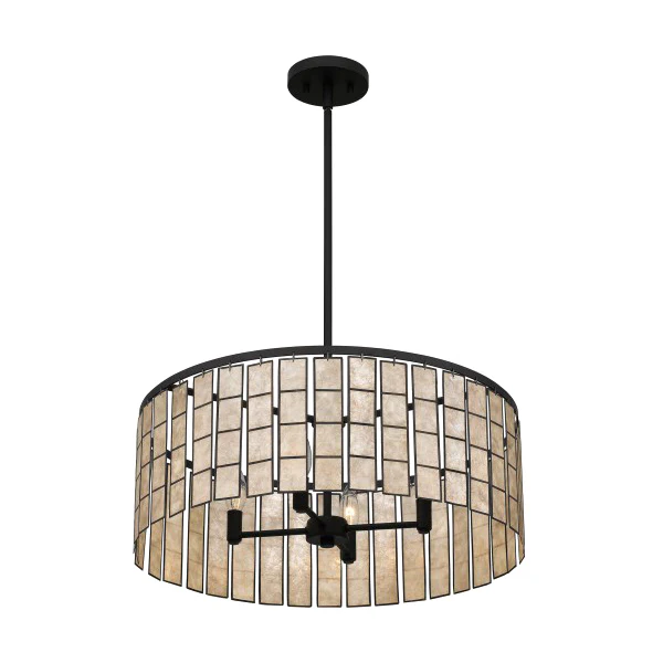 Seigler 4-Light Modern Drum Hanging Pendant Light, Matte Black - Image 2