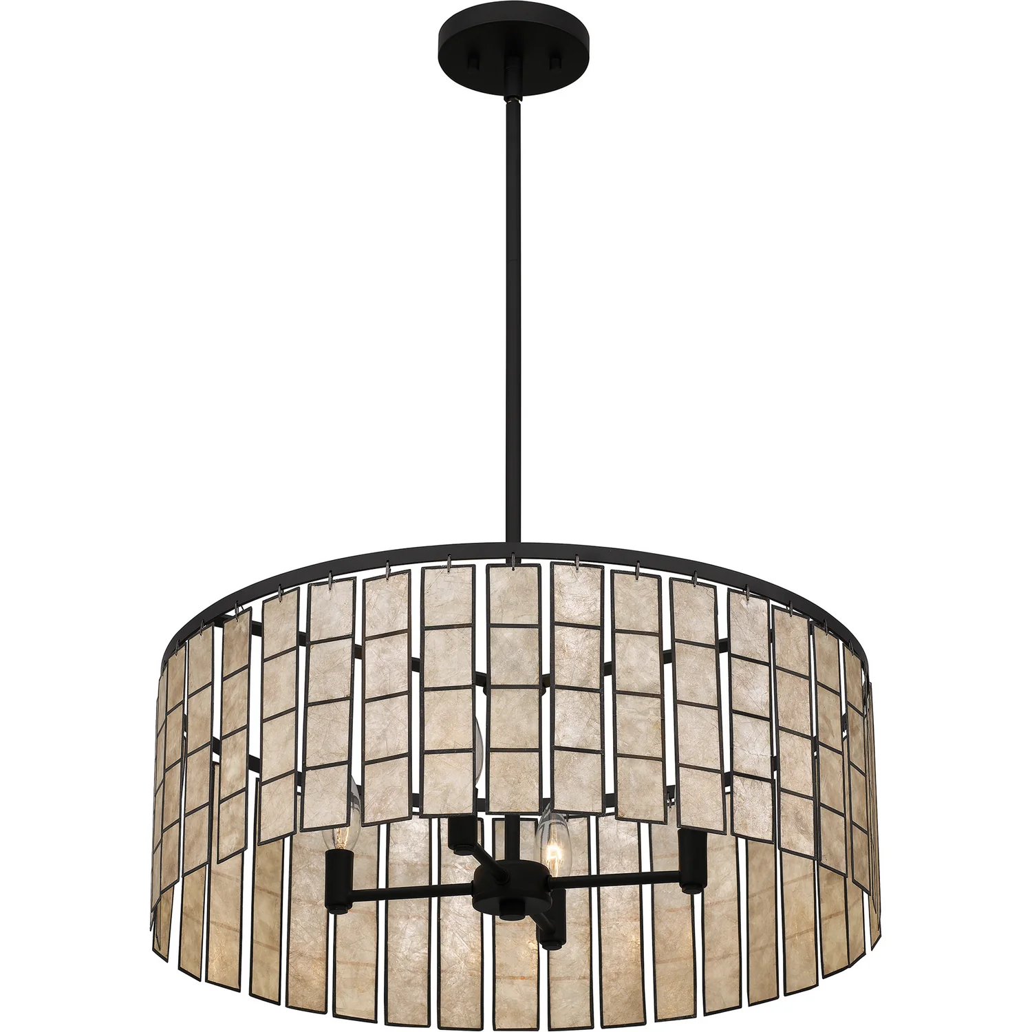 Seigler 4-Light Modern Drum Hanging Pendant Light, Matte Black - Image 3