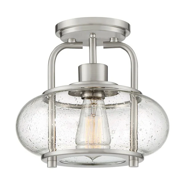 Trilogy 1-Light Semi-Flush Mount Ceiling Light, Brushed Nickel