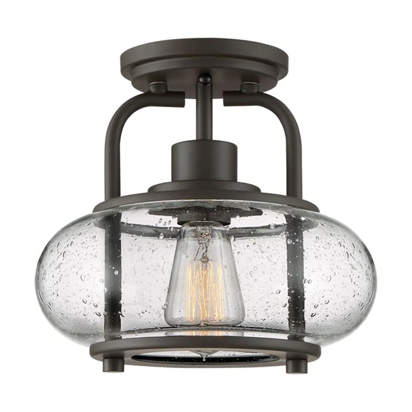 Trilogy 1-Light 10 in Semi-Flush Mount Ceiling Light, Old Bronze