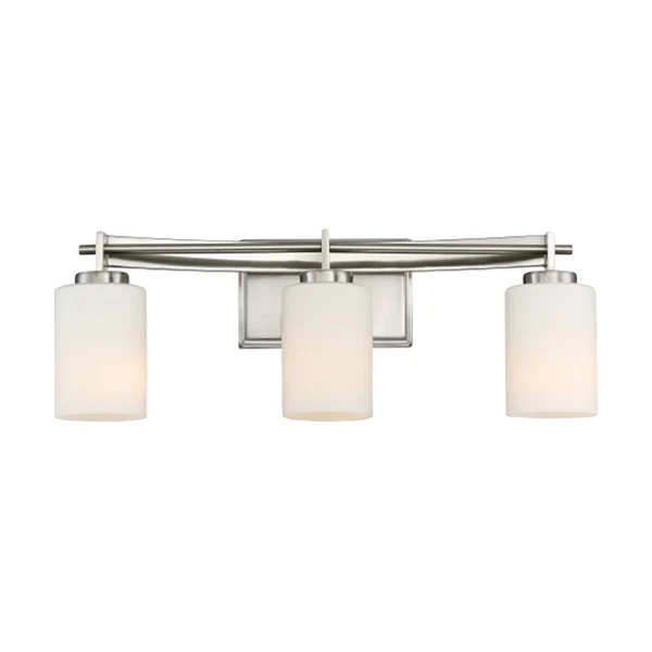 Taylor 3-Light Bathroom Vanity Light with Opal Glass Shade, Brushed Nickel
