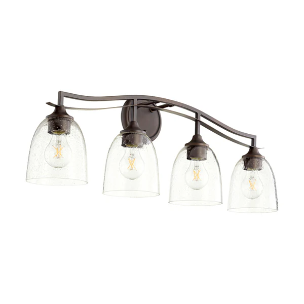 Jardin 4-Light Bathroom Vanity Light with Clear Glass Shade, Oiled Bronze
