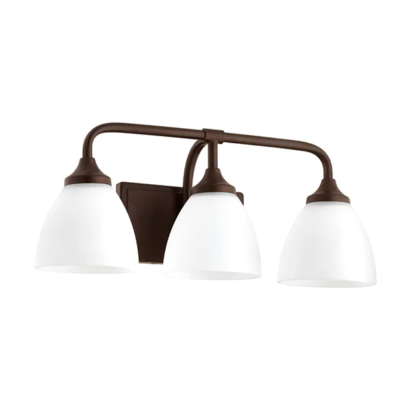 Enclave 3-Light Bathroom Vanity Light with Glass Shade, Oiled Bronze