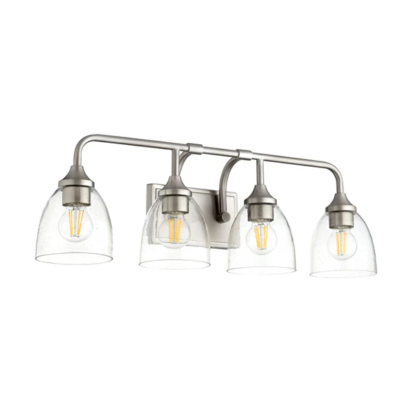 Enclave 4-Light Bathroom Vanity Light with Clear Glass Shade, Satin Nickel