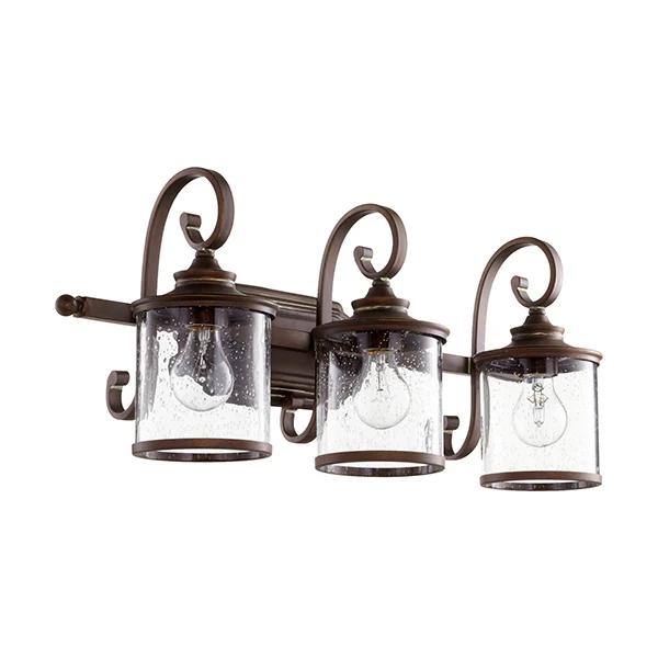 San Miguel 3-Light Bathroom Vanity Light with Clear Glass Shade, Vintage Copper