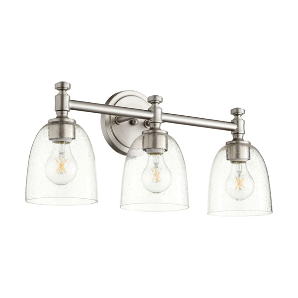 Rossington 3-Light Bathroom Vanity Light with Clear Glass Shade, Satin Nickel