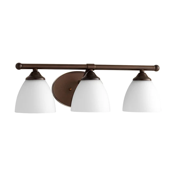 Brooks 3-Light Bathroom Vanity Light with Opal Glass Shade, Oiled Bronze