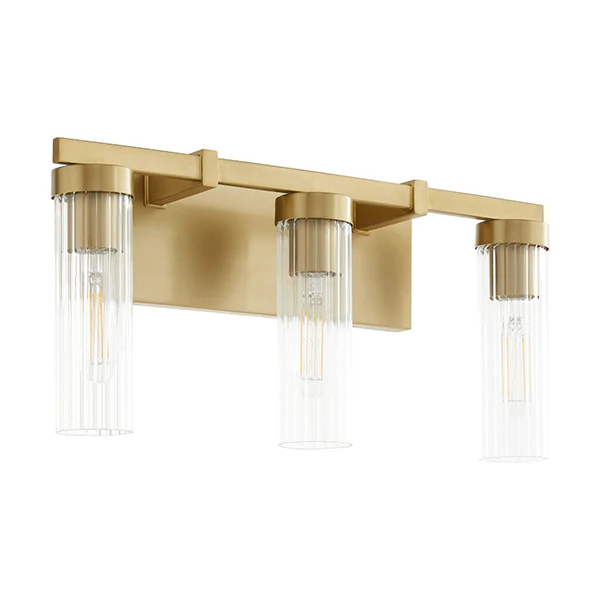 Kilbey 3-Light 19 in Bathroom Vanity Light, Aged Brass