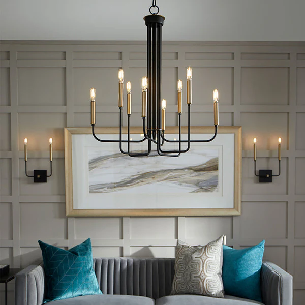 Hope 8-Light Chandelier, Black/Aged Brass - Image 2