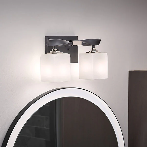 Satco 2-Light 14 in Bathroom Vanity Light, White - Image 2
