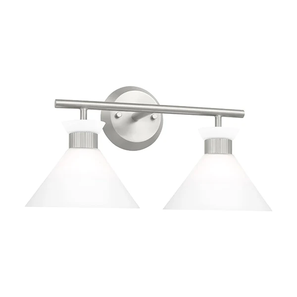 Belcarra 2-Light 17-1/4 in Bathroom Vanity Light, Brushed Steel
