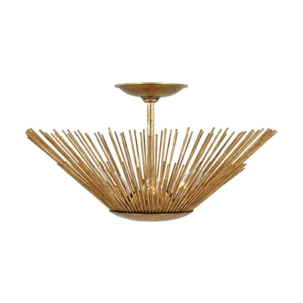 Helios 3-Light Semi-Flush Mount Ceiling Light, Aged Brass