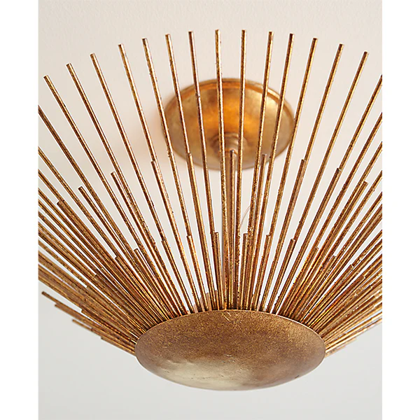 Helios 3-Light Semi-Flush Mount Ceiling Light, Aged Brass - Image 3