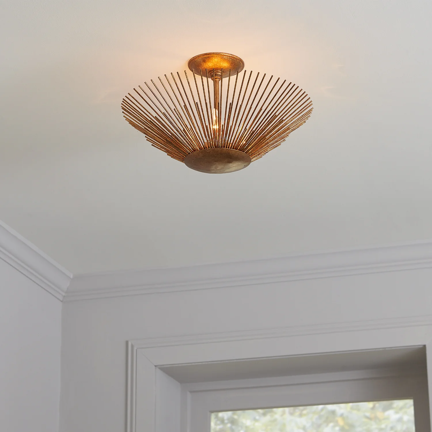 Helios 3-Light Semi-Flush Mount Ceiling Light, Aged Brass - Image 5