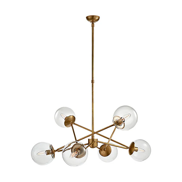 Turenne Large Dynamic Chandelier, Hand-Rubbed Antique Brass