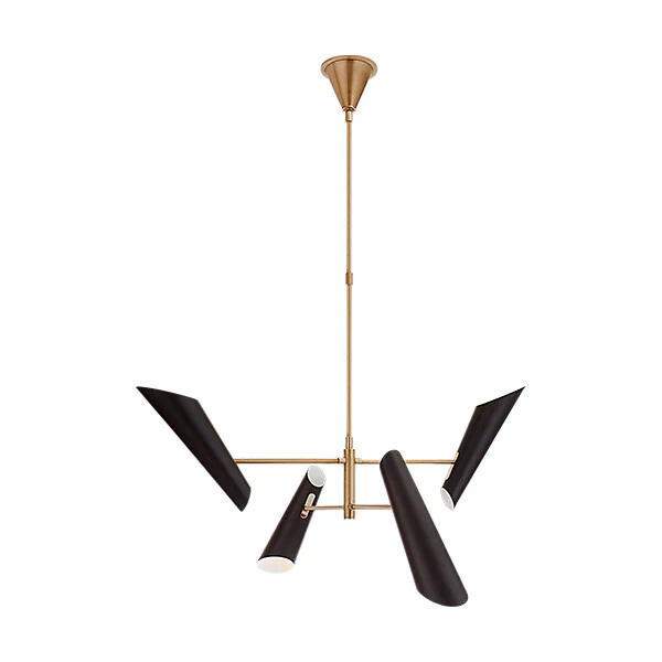 Franca Small Pivoting Chandelier, Hand Rubbed Antique Brass