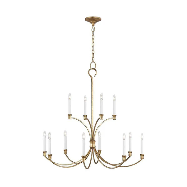 Westerly 12-Light Large Chandelier Indoor and Outdoor, Antique Gild