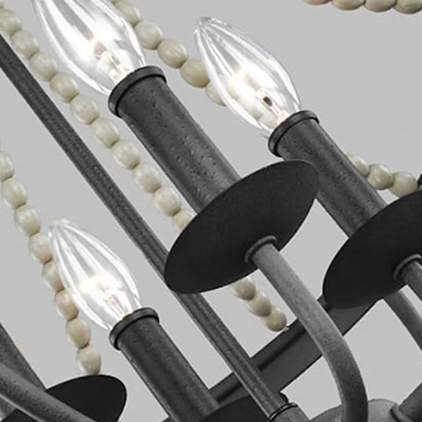Nori 4-Light Rustic Beaded Candlestick Chandelier, Dark Weathered Zinc/Driftwood Grey - Image 2
