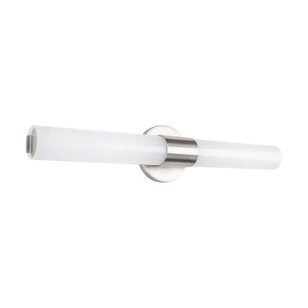 Turbo 1-Light LED Bathroom Vanity Light with White Acrylic Shade, Brushed Nickel