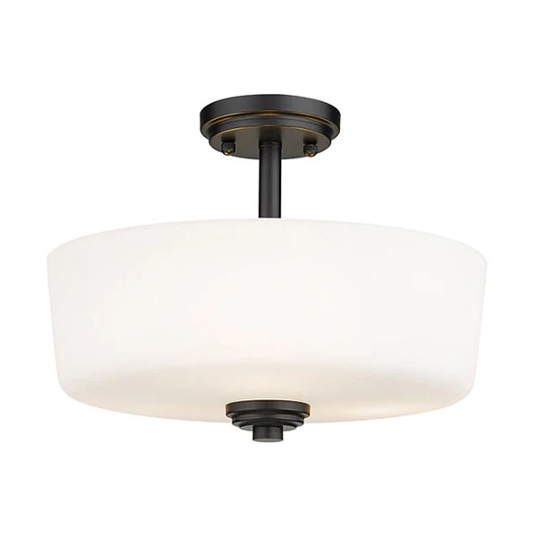 Arlington 3-Light 100W Semi-Flush Mount Ceiling Light, Matte Black