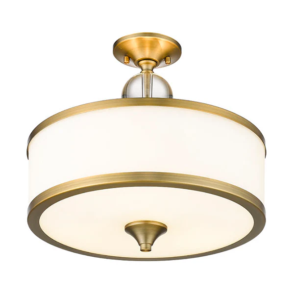 Cosmopolitan 3-Light 100W Semi-Flush Mount Ceiling Light, Heritage Brass - Image 2