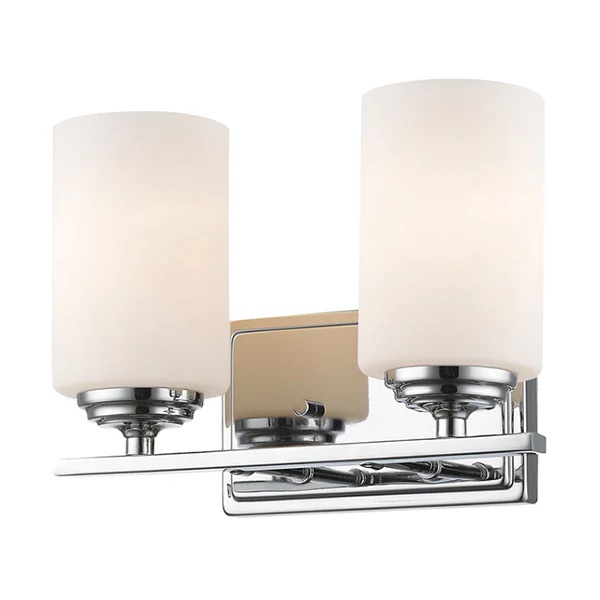 Bordeaux 2-Light Bathroom Vanity Light with Opal Glass Shade, Chrome