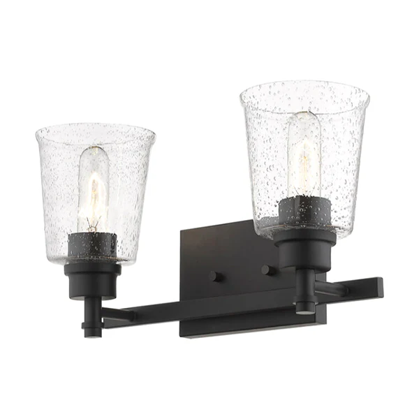 Bohin 2-Light Bathroom Vanity Light with Clear Seedy Glass Shade, Matte Black - Image 2