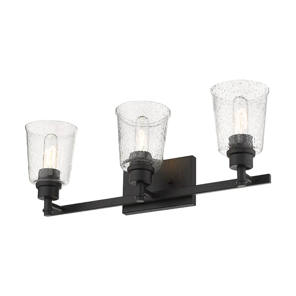 Bohin 3-Light Bathroom Vanity Light with Clear Seedy Glass Shade, Matte Black - Image 3
