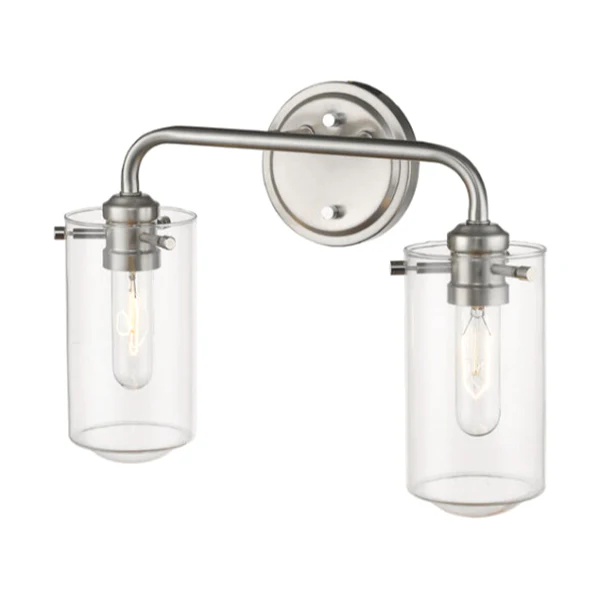 Delaney 2-Light Bathroom Vanity Light with Glass Shade, Brushed Nickel - Image 2