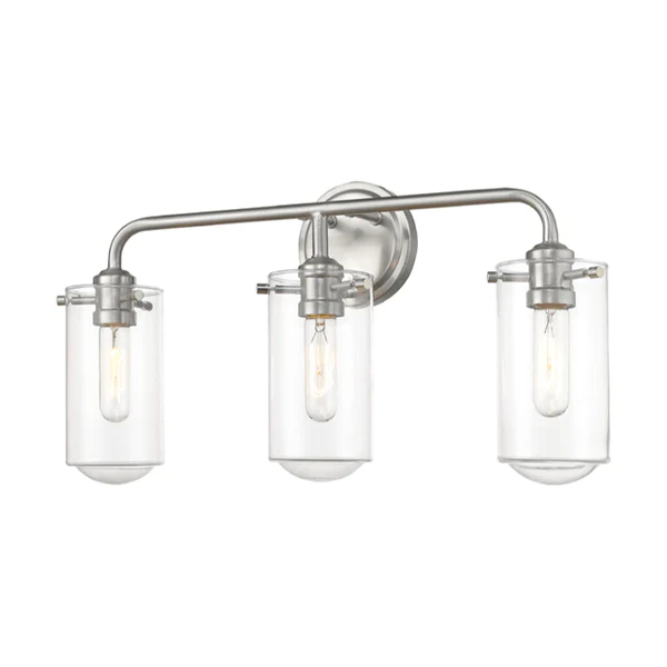 Delaney 3-Light Bathroom Vanity Light with Glass Shade, Brushed Nickel